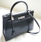 Auth Hermes black box sellier Kelly 32 cm PallHW shoulder BAG handbag 