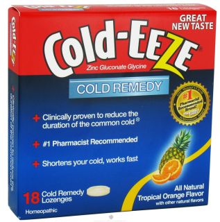 Cold Eeze   Zinc Gluconate Glycine Cold Remedy All Natural Tropical 