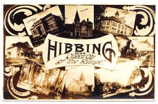 Multiview Postcard of Hibbing MN, Queen City of the Range RPPC 1908