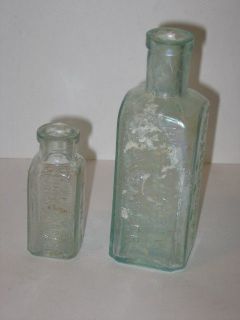 Antique/Vtg HIRES ROOT BEER Extract Glass Bottle Lot~Mini&Aqua 