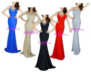 Sexy Luxury Sequins VNeck Backless Mermaid Prom Cocktail Evening Gown 