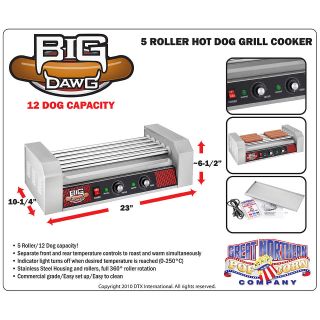   12 Hot Dog 5 Roller Grilling Machine 1000Watts Great Northern Popcorn