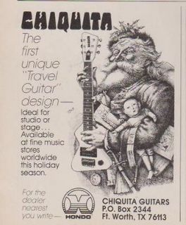 1981 CHIQUITA FIRST UNIQUE TRAVEL GUITAR HONDO PRINT AD