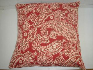 THROW PILLOW SHAM / COVER 18X18 RED PAISLEY PRINT