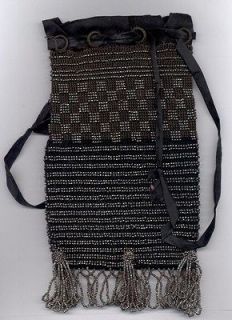 Superb Antique Hand Made Knit Beaded Flapper Bag   Handbag circa 1920 
