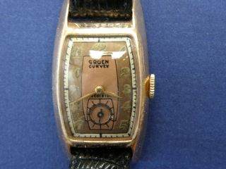 Vintage 1938 Gruen 14K Rose Gold Curvex Watch w/ Box