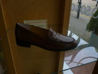 ESPAGNE TAN LEATHER STRAP PENNY LOAFER £145