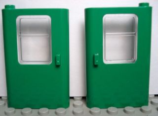 Lego NEW Left & Right GREEN Train Doors w/ Glass Panel