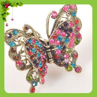WOW hair accessory clip claw clamp butterfly rhinestone crystal 