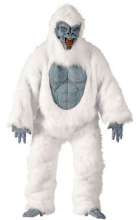 ABOMINABLE SNOWMAN yeti deluxe jumpsuit gloves mask mens adult costume 