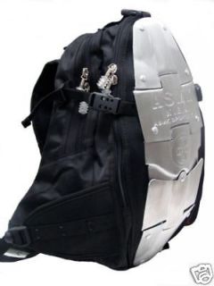 Motorcycle ALUMINUM ARMOR Backpack Back Pack Spine Protector Black 
