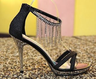 ladies diamnate fringe detail platform stiletto evening sandals heels 