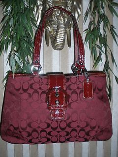   Coach Soho Signature EW Tote Bag Handbag Purse F18750 Crimson Red NWT
