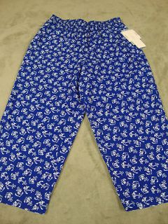 Womens HILLARD & HANSON Cobalt Blue & White CAPRIS Capri Pants Size 