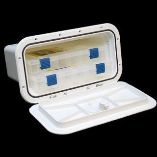 Newly listed INNOVATIVE 8 X 14 IN POLAR WHITE BOAT HATCH TACKLE BOX 