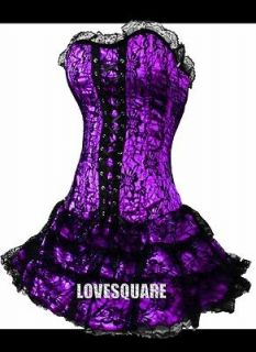 Purple Gothic 1 Pcs Boned Sexy Halloween Corset Dress M Medium