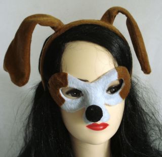 MASK Eyemask Headband DOG, PUPPY Ears brown & White