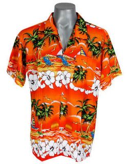HW750 Hawaiian Surf Beach Orange Shirt Palm Island 4XL