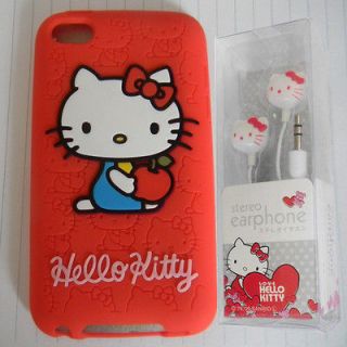 HELLO KITTY Earphones & Hello Kitty Silicone Case Cover for IPOD Touch 