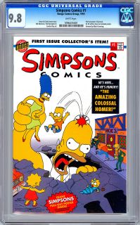 cc SIMPSON COMICS #1 CGC 9.8 PREMIERE $2.25 ISSUE WITH POSTER 