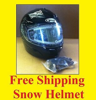   2013 Gloss Black Gmax GM54S Modular Snowmobile Helmet Shield snow