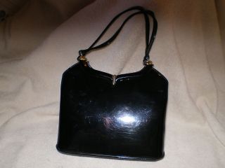 Rosenfeld Black Patent Leather Handbag/Purse, Vintage 1960s