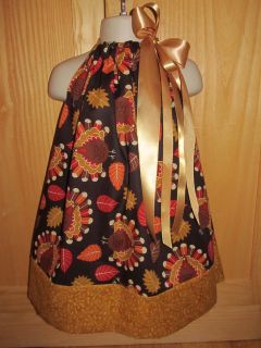Fall Autumn Turkey THANKSGIVING Pillowcase Dress Size 3m   8