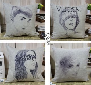 Film Celebrity Beauty Audrey Hepburn Pattern cushion cover throw 