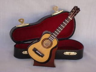 GUITAR Miniature Only 4.75 Long W/Case & Stand Great MUSIC Gift NIB 
