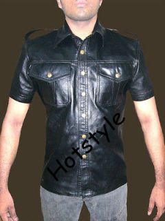 Great Police style Leather Shirt, with front pockets and epaulette.