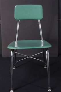 Hey Woodite Heywood Wakefield HW Chrome Student Chair Green Plastic 