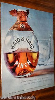 1957 HAIG & HAIG Pinch Large Bottle Image AD~Bar Decor