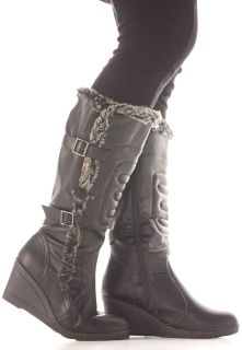 Ladies Wedge Shoes High Heel Wedges Wide Calf Leg Platform Knee Boots 