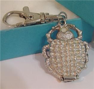 BUG SCARAB POCKET WATCH KEY CHAIN INSECT PENDANT