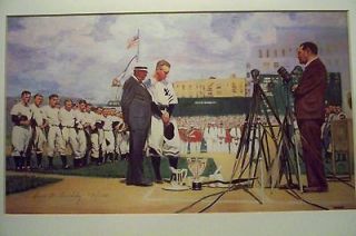 Lou Gehrig Baseball Hall of Fame Issued Lithograph 179/1000 HOF 