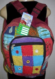   International Backpack NEPAL HIPPIE BAG PEACE SIGN BACKPACK Purse RED