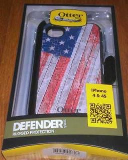 AUTHENTIC IPHONE 4 4S OTTERBOX DEFENDER CASE AMERICAN FLAG USA W/CLIP 