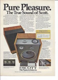 RARE 1977 Scott Pro 100 Speakers Ad