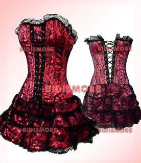 Red Floral Gothic Punk Lolita Corset Dress S/M/L/XL