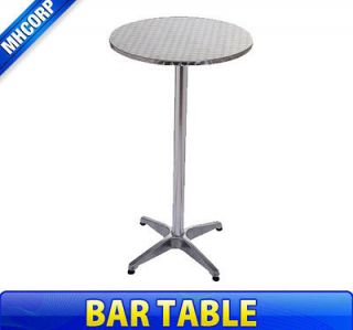 Home Pub Silver Aluminum Indoor Outdoor Patio Use Bar Table Adjustment 