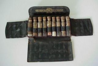 Antique 1800s Doctors Medical Set of Leather Cased Medicine Viles