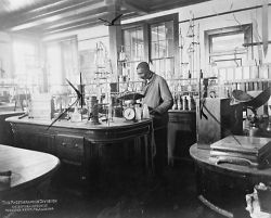   George Washington Carver in his laboratory at Tuskegee Institute, a2