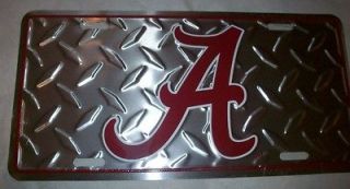 Alabama Crimson Tide Aluminum Embossed License Plate Diamond Plate Tag 