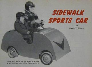 Sidewalk Sports Car 2 Seater Go Kart 1955 How To build PLANS