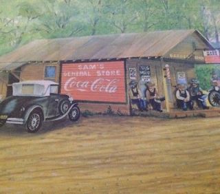 Sams General Store Coca Cola Framed W/Glass By Jim Simpson 1986 28 X 