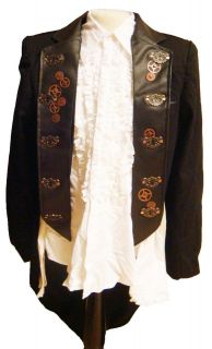   Leatherlook trim Heavy Cotton pirate style jacket ,keyhole D57my