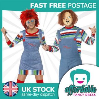 ADULTS LICENSED CHILDS PLAY CHUCKY COSTUME OVERALLS MASK HALLOWEEN 