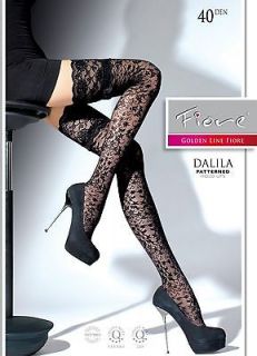 DALILA * SEMI OPAQUE FLORAL PATTERN THIGH HIGH STOCKINGS LACE TOP 