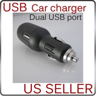 DUAL USB POWER CAR PLUG CHARGER ADAPTER BLACK IPOD IPHONE IPAD LUMIA 