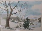 Signed by Artist, Vintage Watercolor Painting  Peaceful Snow Scene